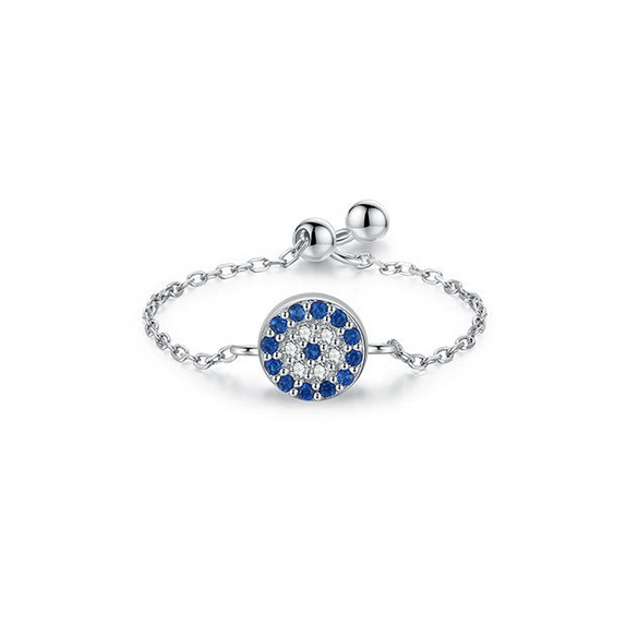 Wholesale Women's S925 Sterling Silver Microinlaid Diamond Geometric Devil Eye Ring With Seiko Craftsmanship