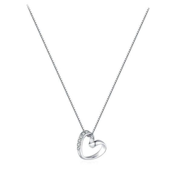 Wholesale Women's S925 Sterling Silver Microinlaid Hollow Heartshaped Love Clavicle Necklace