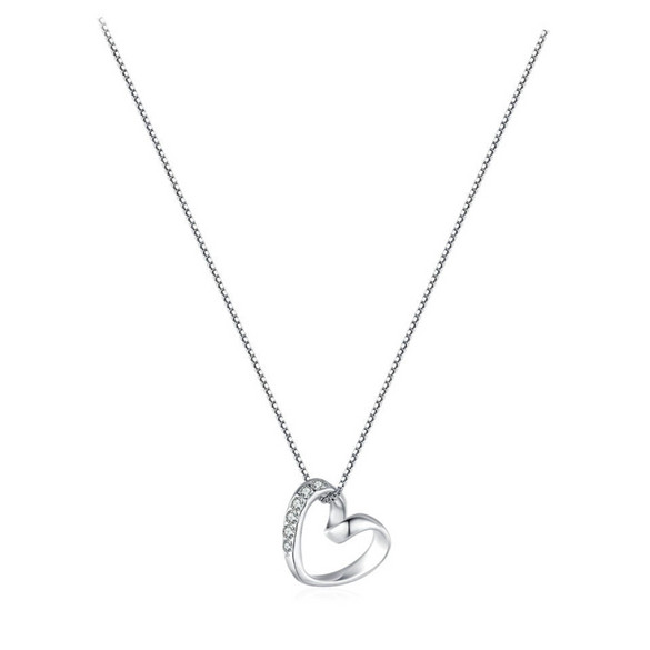 Wholesale Women's S925 Sterling Silver Microinlaid Hollow Heartshaped Love Clavicle Necklace