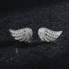 Wholesale Women's S925 Sterling Silver Microinlaid Zircon Earrings With Geometric Angel Wings Design