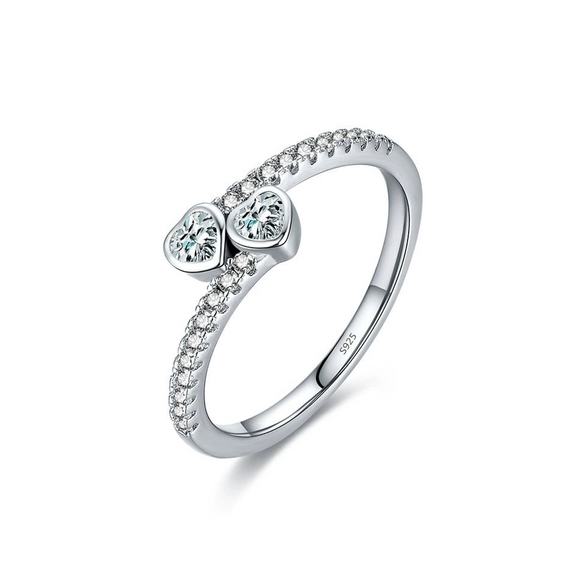 Wholesale Women's S925 Sterling Silver Microinlaid Zircon Heart Love Ring Sweet Simple Design
