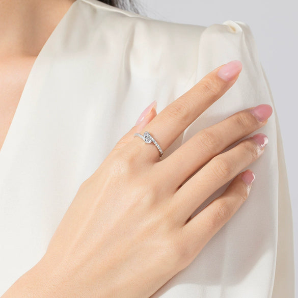 Wholesale Women's S925 Sterling Silver Microinlaid Zircon Heart Love Ring Sweet Simple Design
