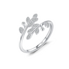 Wholesale Women's S925 Sterling Silver Microinlaid Zircon Leaf Open Ring Simple Fashion Finger Ring