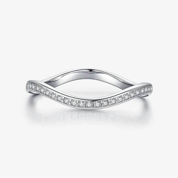 Wholesale Women's S925 Sterling Silver Microinlay Wave Geometric Niche Ring