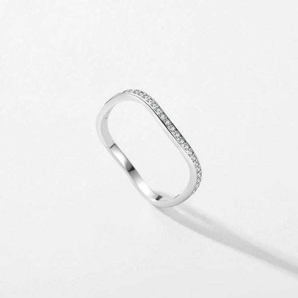 Wholesale Women's S925 Sterling Silver Microinlay Wave Geometric Niche Ring