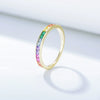 Wholesale Women's S925 Sterling Silver Micropaved Square Rainbow Zircon Ring With Geometric Design