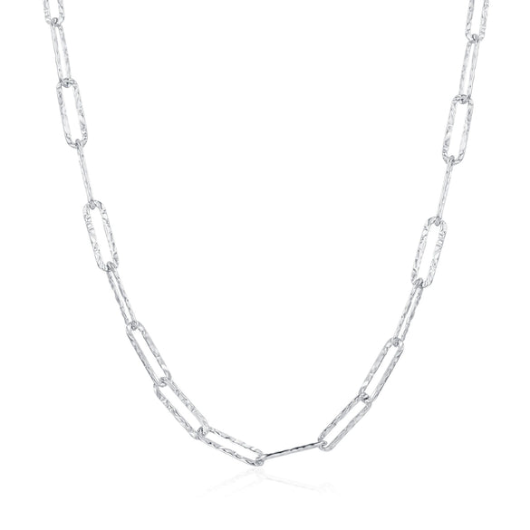 Wholesale Women's S925 Sterling Silver Minimalist Irregular Hammer Texture Clavicle Chain With Electroplating