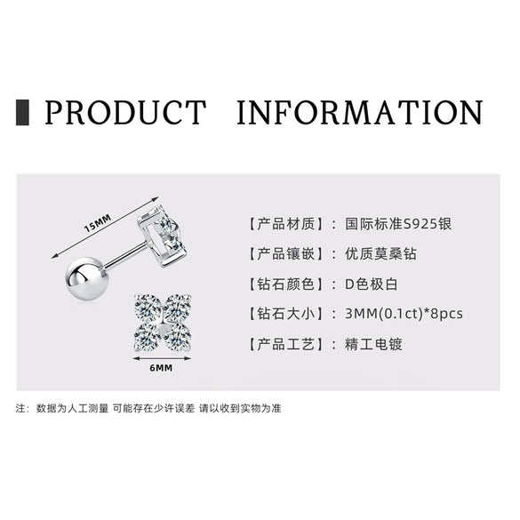 Wholesale Women's S925 Sterling Silver Moissanite Four Leaf Clover Geometric Fashion Necklace O Chain