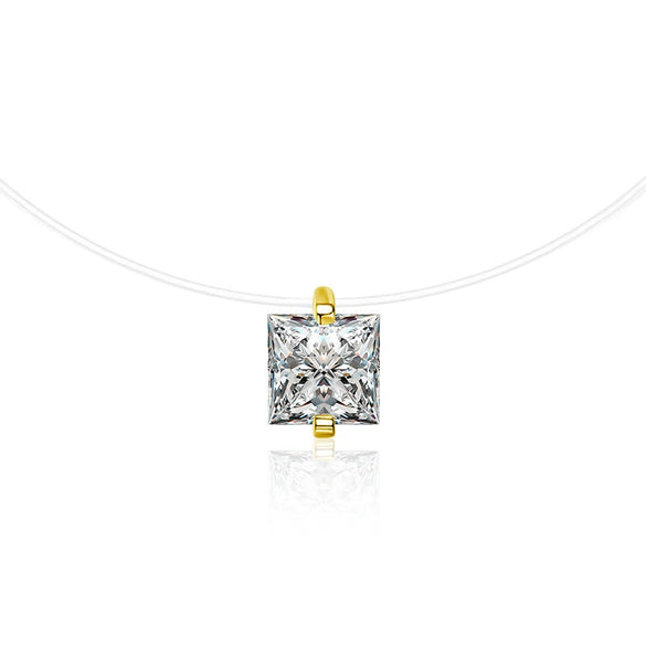 Wholesale Women's S925 Sterling Silver Moissanite Geometric Simple Pendant Fishing Line Necklace
