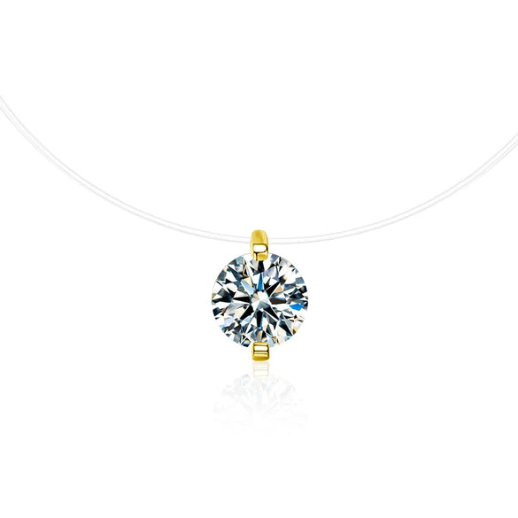 Wholesale Women's S925 Sterling Silver Moissanite Geometric Simple Pendant Fishing Line Necklace
