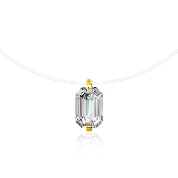 Wholesale Women's S925 Sterling Silver Moissanite Geometric Simple Pendant Fishing Line Necklace