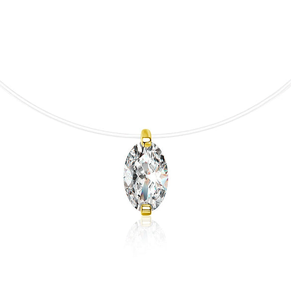 Wholesale Women's S925 Sterling Silver Moissanite Geometric Simple Pendant Fishing Line Necklace