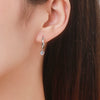 Wholesale Women's S925 Sterling Silver Moonstone Earrings With Geometric Pattern And Zircon Inlay