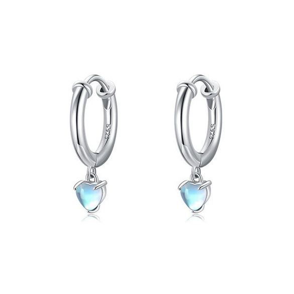 Wholesale Women's S925 Sterling Silver Moonstone Earrings With Geometric Pattern And Zircon Inlay