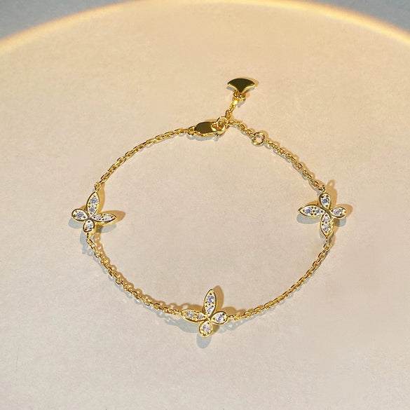 Wholesale Women's S925 Sterling Silver Mosan Bracelet With Phantom Butterfly Bow And Geometric Patterns