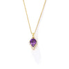 Wholesale Women's S925 Sterling Silver Natural Amethyst Drop Shape Pendant Necklace Set With Precious Stones