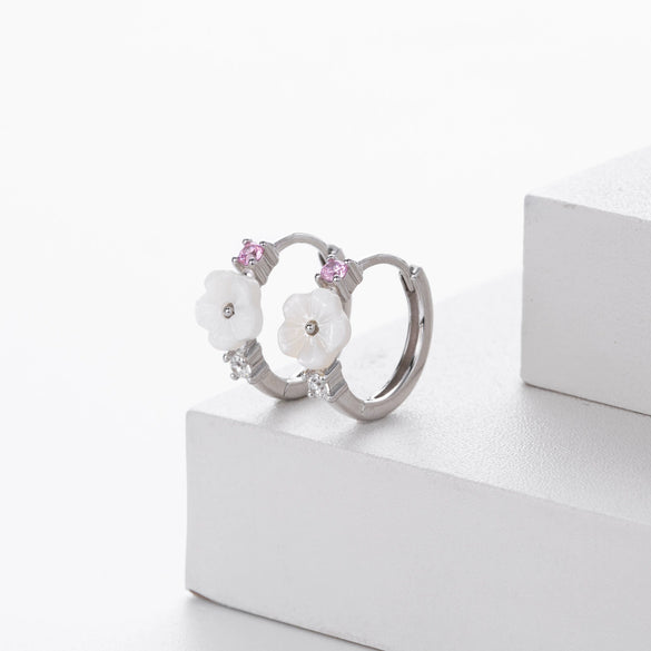 Wholesale Women's S925 Sterling Silver Natural Flower Geometric Earrings