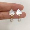 Wholesale Women's S925 Sterling Silver Natural Freshwater Pearl Earrings With Peach Heart Shape