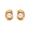 Wholesale Women's S925 Sterling Silver Natural Freshwater Pearl Geometric U Shaped Earrings Plated 18K Real Gold