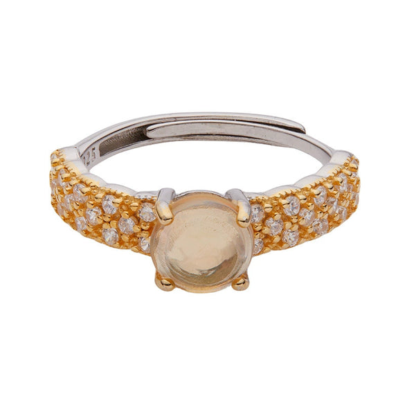 Wholesale Women's S925 Sterling Silver Natural Opal Geometric Ring Set With Gemstones