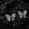 Wholesale Women's S925 Sterling Silver Natural Topaz Color Double Three Dimensional Butterfly Design Ring Set With Gems