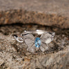 Wholesale Women's S925 Sterling Silver Natural Topaz Color Double Three Dimensional Butterfly Design Ring Set With Gems
