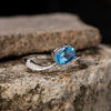 Wholesale Women's S925 Sterling Silver Natural Topaz Set Alien Irregular Geometric Fashion Ring