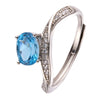 Wholesale Women's S925 Sterling Silver Natural Topaz Set Alien Irregular Geometric Fashion Ring