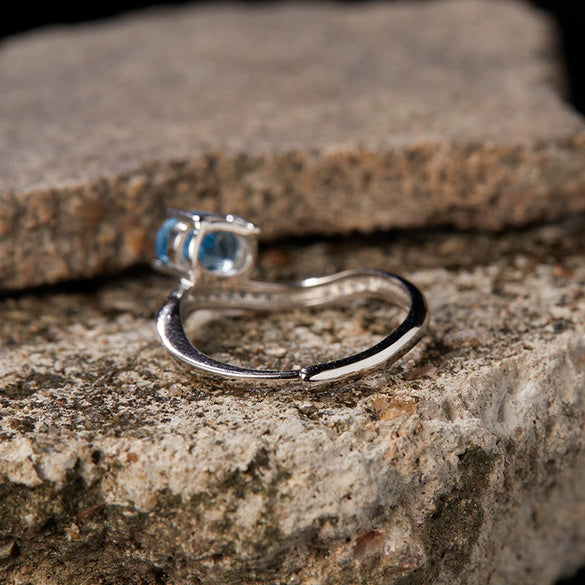 Wholesale Women's S925 Sterling Silver Natural Topaz Set Alien Irregular Geometric Fashion Ring