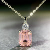 Wholesale Women's S925 Sterling Silver Necklace With Aquamarine Zircon And High Carbon Diamond Geometric Style Emerald Cut Pendant Ochain Electroplated