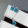Wholesale Women's S925 Sterling Silver Necklace With Aquamarine Zircon And High Carbon Diamond Geometric Style Emerald Cut Pendant Ochain Electroplated