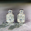 Wholesale Women's S925 Sterling Silver Necklace With Aquamarine Zircon And High Carbon Diamond Geometric Style Emerald Cut Pendant Ochain Electroplated