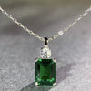 Wholesale Women's S925 Sterling Silver Necklace With Aquamarine Zircon And High Carbon Diamond Geometric Style Emerald Cut Pendant Ochain Electroplated