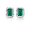 Wholesale Women's S925 Sterling Silver Necklace With Emerald Cut Colored Gemstone Square Full Diamond And Geometric Style
