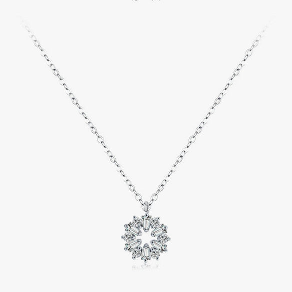 Wholesale Women's S925 Sterling Silver Necklace With Flower Pattern And Cross Chain Seiko Crafted