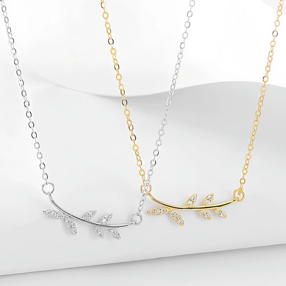 Wholesale Women's S925 Sterling Silver Necklace With Leaf Branch Pendant Jewelry