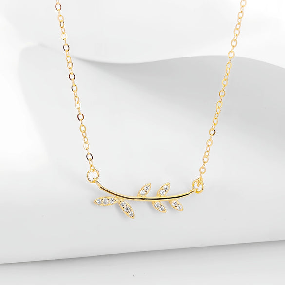 Wholesale Women's S925 Sterling Silver Necklace With Leaf Branch Pendant Jewelry