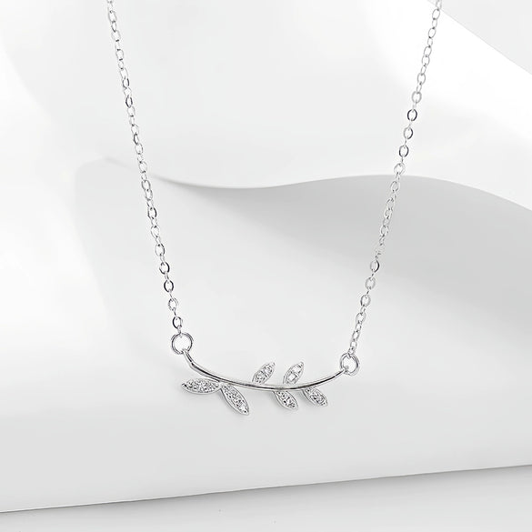 Wholesale Women's S925 Sterling Silver Necklace With Leaf Branch Pendant Jewelry