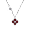 Wholesale Women's S925 Sterling Silver Necklace With Mixed Gemstone Inlay Four Leaf Clover Pendant Electroplated Cross Chain Style
