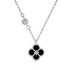 Wholesale Women's S925 Sterling Silver Necklace With Mixed Gemstone Inlay Four Leaf Clover Pendant Electroplated Cross Chain Style