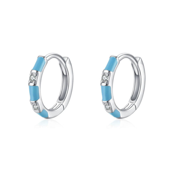 Wholesale Women's S925 Sterling Silver Niche Geometric Fresh Enamel Zircon Earrings With Dripping Glue Treatment