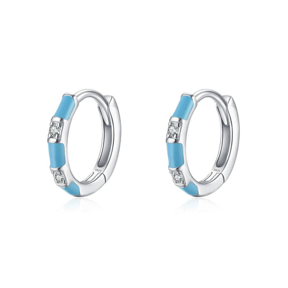 Wholesale Women's S925 Sterling Silver Niche Geometric Fresh Enamel Zircon Earrings With Dripping Glue Treatment
