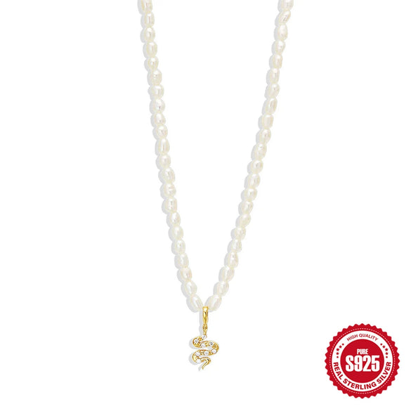 Wholesale Women's S925 Sterling Silver Octagonal Star Devil's Eye Snake Moon Diamond Pearl Inlaid Clavicle Necklace With Geometric Pattern