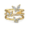 Wholesale Women's S925 Sterling Silver Open Ring With Butterfly Zircon Inlaid Animal And Geometric Pattern Electroplated