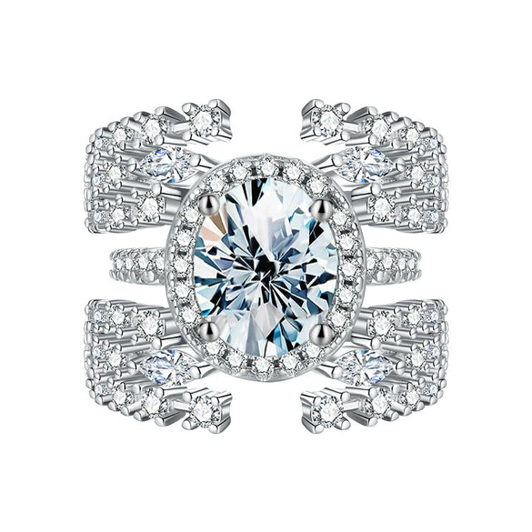 Wholesale Women's S925 Sterling Silver Open Set Ring With Geometric Design And Electroplating