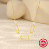 Wholesale Women's S925 Sterling Silver Oval Hollow Pearl Necklace With O Chain And Geometric Design Electroplated