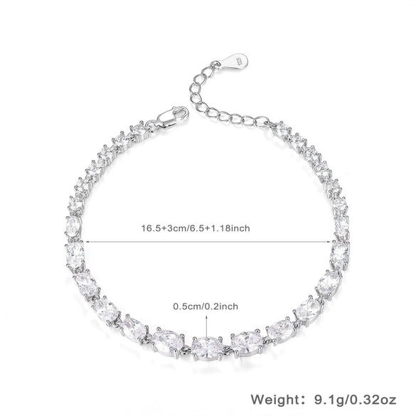 Wholesale Women's S925 Sterling Silver Oval Zircon Inlaid Bracelet Light Luxury Geometry Style