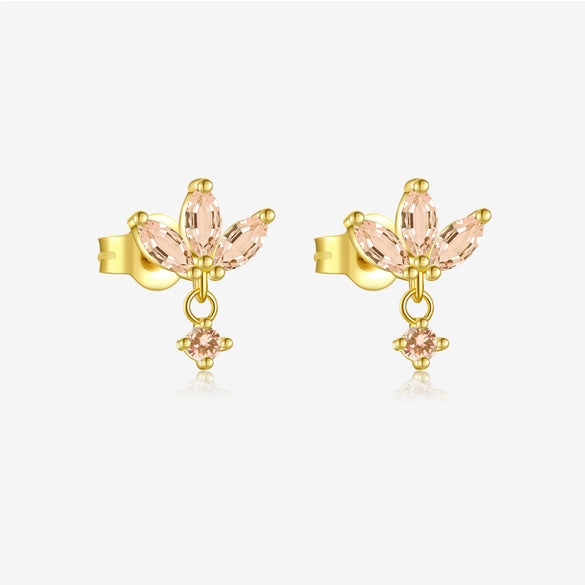Wholesale Women's S925 Sterling Silver Pearl Flower Earrings With Baking Paint And Platinum Or 18K Gold Electroplating