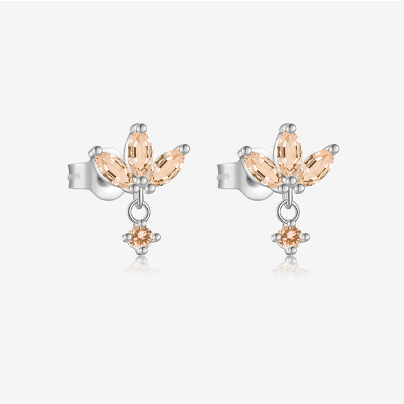Wholesale Women's S925 Sterling Silver Pearl Flower Earrings With Baking Paint And Platinum Or 18K Gold Electroplating