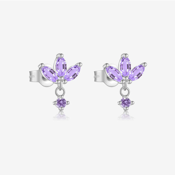Wholesale Women's S925 Sterling Silver Pearl Flower Earrings With Baking Paint And Platinum Or 18K Gold Electroplating